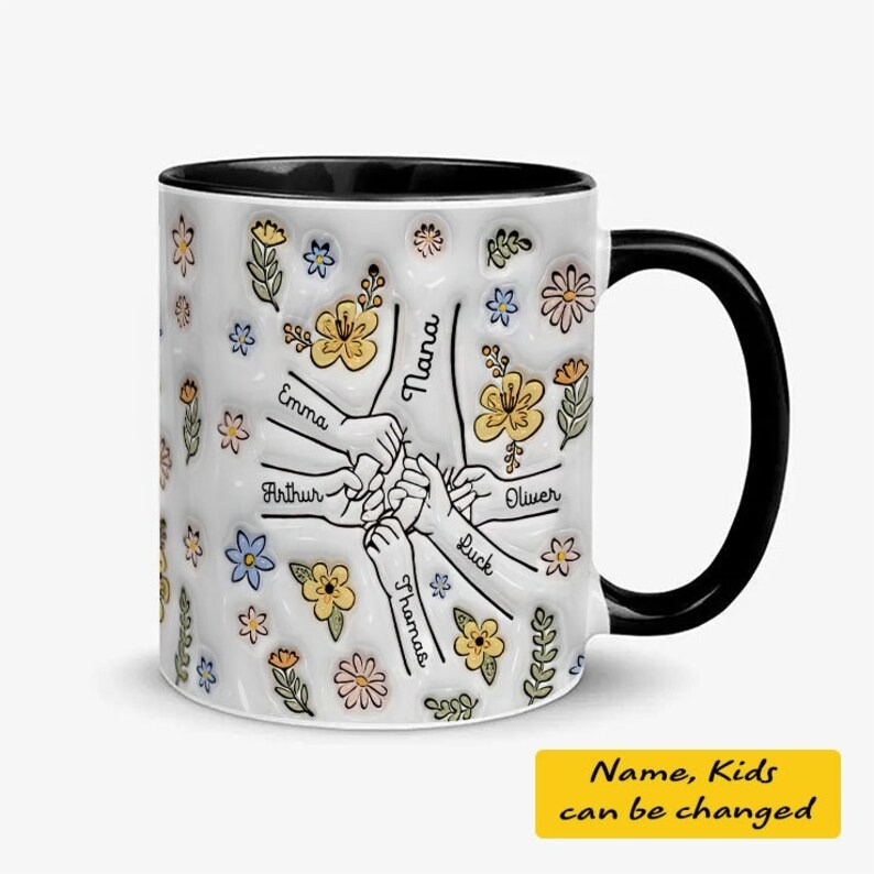 Mama's Holding Hands Hand Mug Personalized Holding Nana's Hand Mug for Mother's Day HCMD0287
