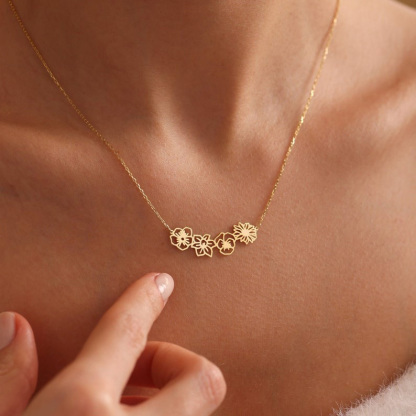 Dainty Birth Flower Necklace Birth Flower Bouquet Necklace Mothers Day Gifts