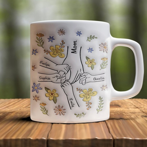 Mama's Holding Hands Hand Mug Personalized Holding Nana's Hand Mug for Mother's Day HCMD0286