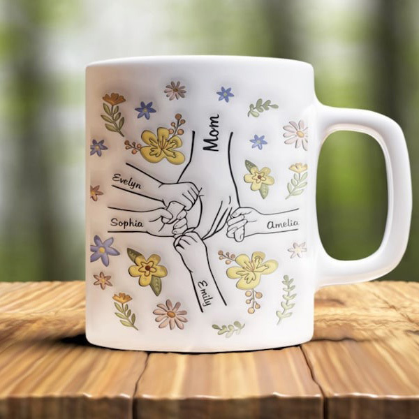 Mama's Holding Hands Hand Mug Personalized Holding Nana's Hand Mug for Mother's Day HCMD0286