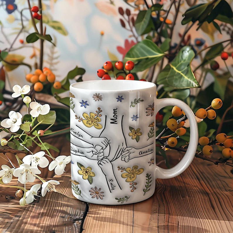 Mama's Holding Hands Hand Mug Personalized Holding Nana's Hand Mug for Mother's Day HCMD0286