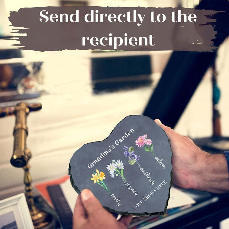 Personalized Garden Stone Mothers Day Gifts for Grandma with Grandkid's Birth Flower Gift HCMD0296