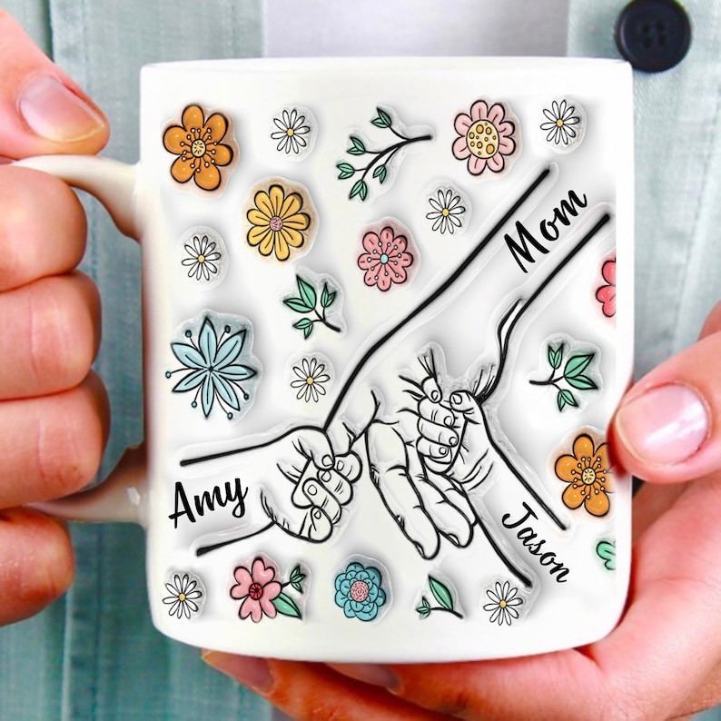 Mama's Holding Hands Hand Mug Personalized Holding Nana's Hand Mug for Mother's Day HCMD0288