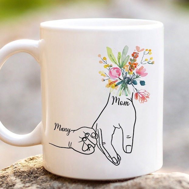 Mama's Holding Hands Hand Mug Personalized Holding Nana's Hand Mug for Mother's Day HCMD0290