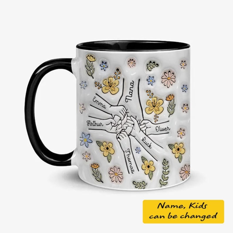 Mama's Holding Hands Hand Mug Personalized Holding Nana's Hand Mug for Mother's Day HCMD0287