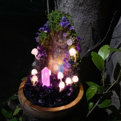 Fairy Tale Pink Mushroom Lamp Handmade Mushroom Night Light with Glowing Crystal FHC51126