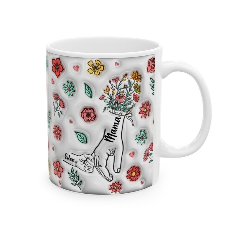 Mama's Holding Hands Hand Mug Personalized Holding Nana's Hand Mug for Mother's Day HCMD0289