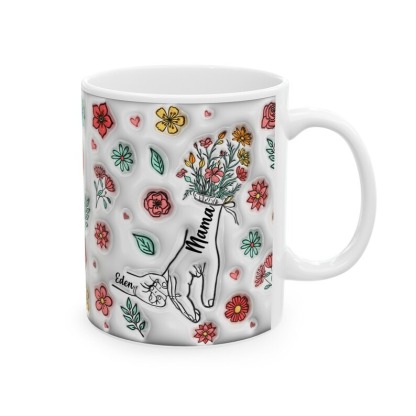 Mama's Holding Hands Hand Mug Personalized Holding Nana's Hand Mug for Mother's Day HCMD0289