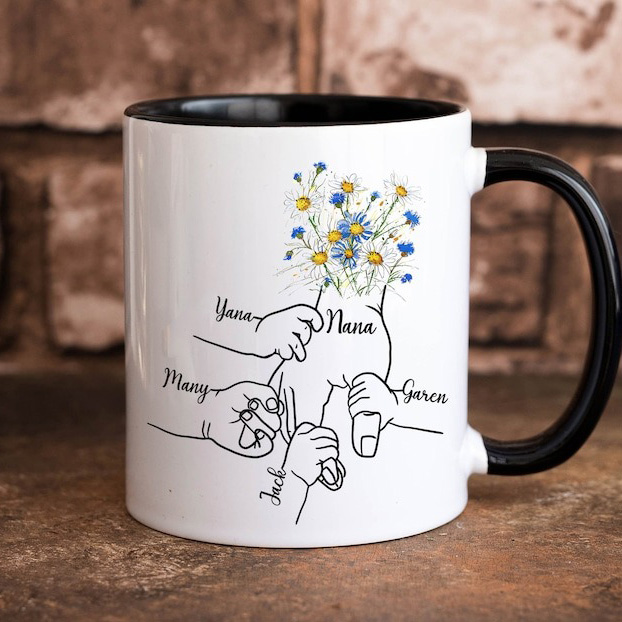 Mama's Holding Hands Hand Mug Personalized Holding Nana's Hand Mug for Mother's Day HCMD0290