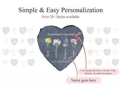Personalized Garden Stone Mothers Day Gifts for Grandma with Grandkid's Birth Flower Gift HCMD0296