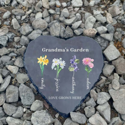 Personalized Garden Stone Mothers Day Gifts for Grandma with Grandkid's Birth Flower Gift HCMD0296