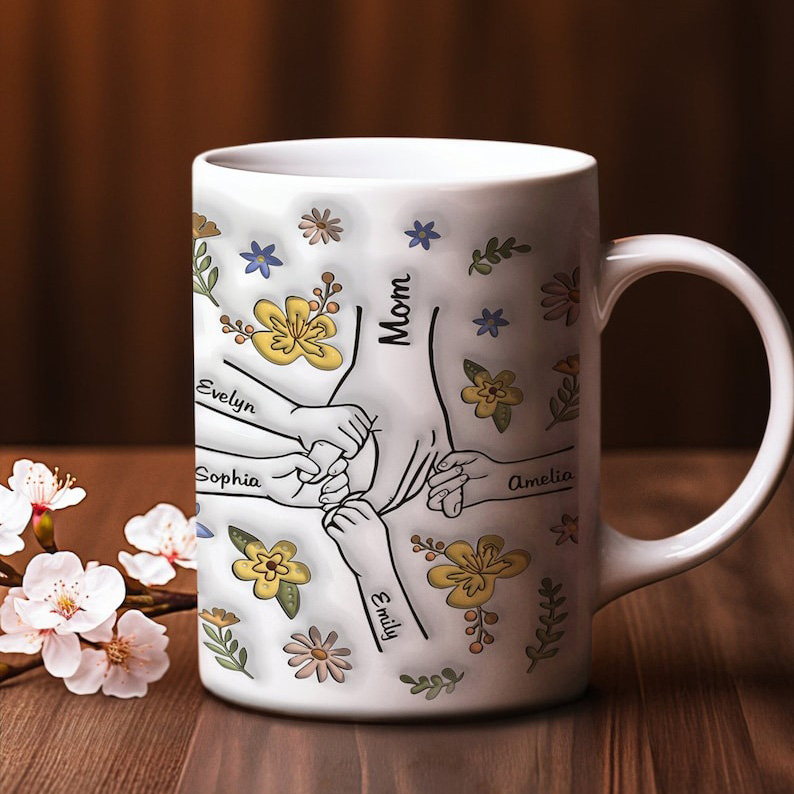 Mama's Holding Hands Hand Mug Personalized Holding Nana's Hand Mug for Mother's Day HCMD0286