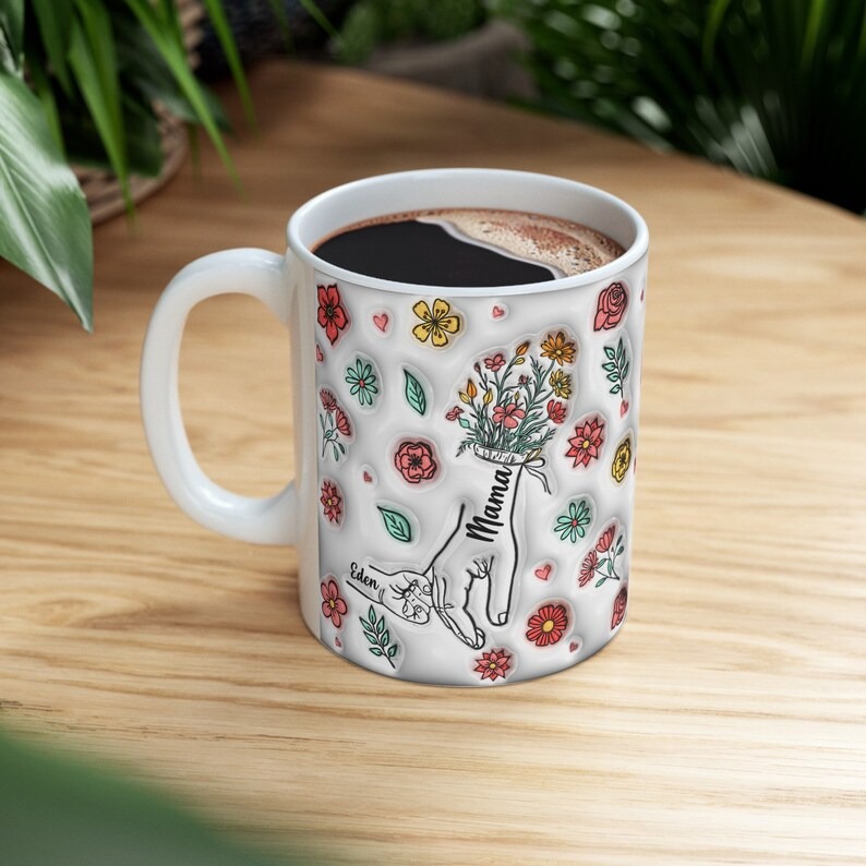Mama's Holding Hands Hand Mug Personalized Holding Nana's Hand Mug for Mother's Day HCMD0289