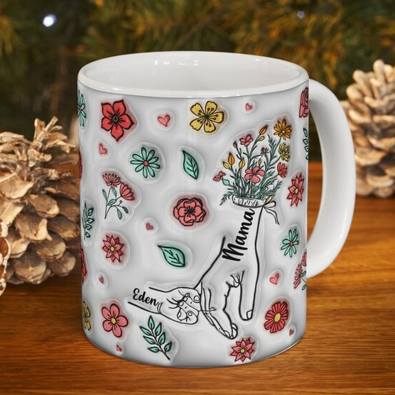 Mama's Holding Hands Hand Mug Personalized Holding Nana's Hand Mug for Mother's Day HCMD0289