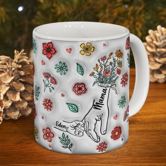 Mama's Holding Hands Hand Mug Personalized Holding Nana's Hand Mug for Mother's Day HCMD0289