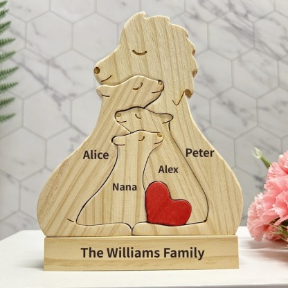 Custom Wooden Lion Family Puzzle-2-6 Lion Figurines Gift for Mom/Dad FHC51027