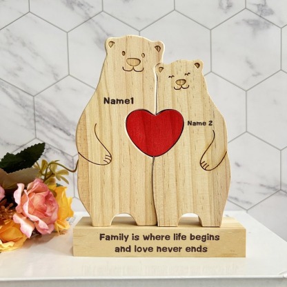 Personalized Family Decor Puzzle-Custom Wooden Bear FHC51020