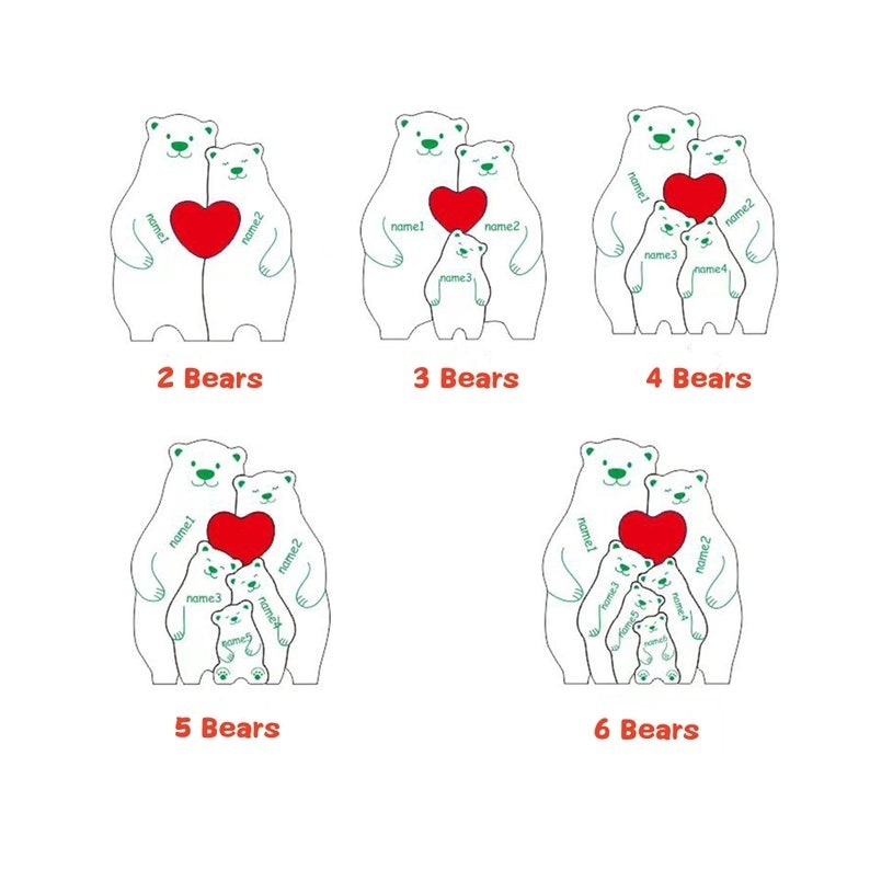 Personalized Family Decor Puzzle-Custom Wooden Bear FHC51020
