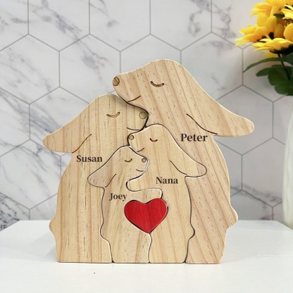 Custom Wooden Bunny Family Puzzle-Engraved Family Name Puzzle FHC51026
