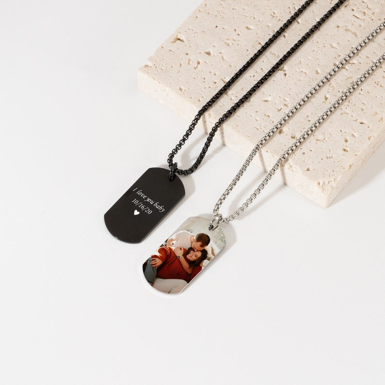 Personalized Picture Necklace for Men Memorial Photo pendant Necklace For Dad Anniversary Gift For Husband