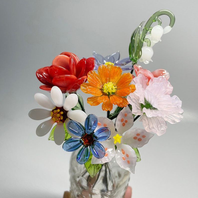 Personalized Handmade Glass Birth Month Flower Bouquet Set Mother's Day Gift FHC51083