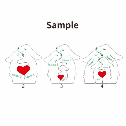 Custom Wooden Bunny Family Puzzle-Engraved Family Name Puzzle FHC51026