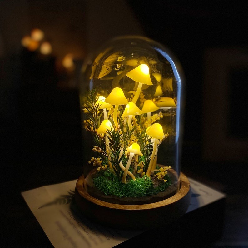 Enchanted Forest Mushroom Lamp Yellow Mushroom Night Light FHC51123