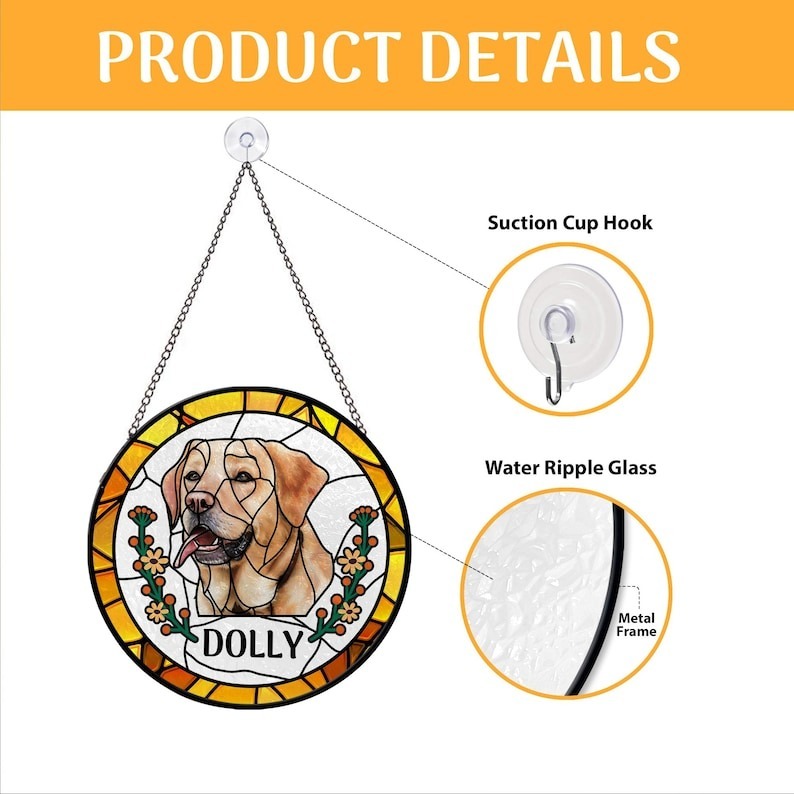 Custom Pet Portrait Stained Glass Suncatcher Sympathy Gifts HET0220H