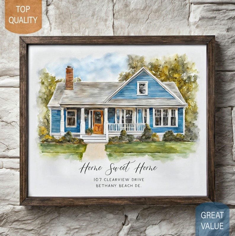 Home Sweet Home Sign Watercolor Home Realtor Gift FHC51140