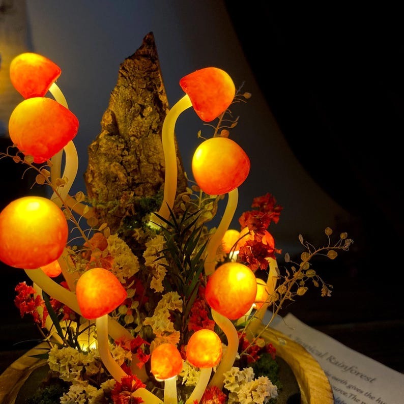 Enchanted Mushroom Forest Night Light Handmade Glowing Mushrooms Lamp for Bedroom FHC51122