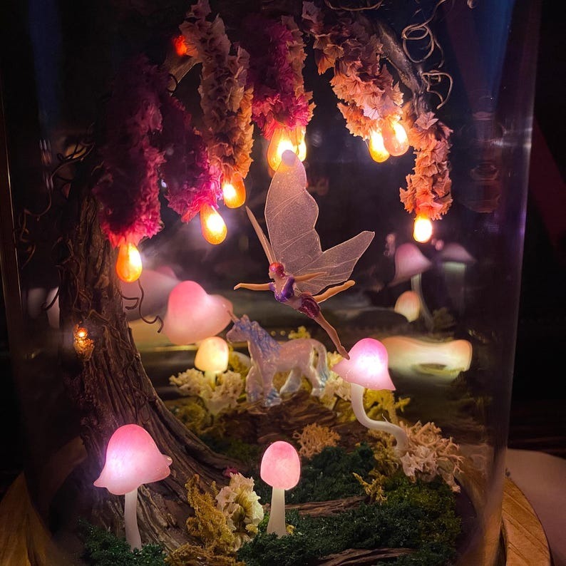 Pink Wisteria Fairy Unicorn Mushroom Night Light FHC51124