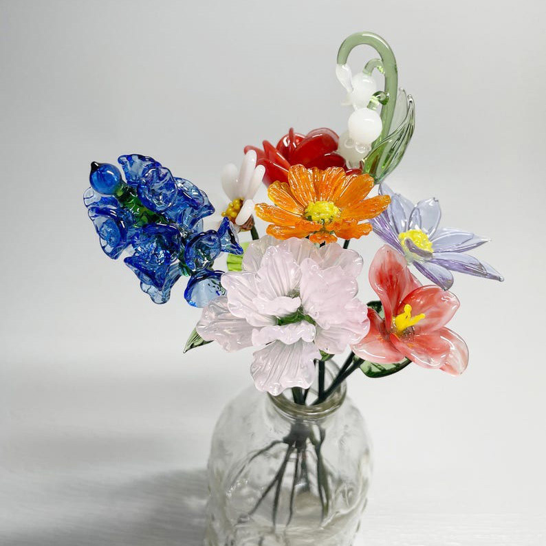 Personalized Handmade Glass Birth Month Flower Bouquet Set Mother's Day Gift FHC51084