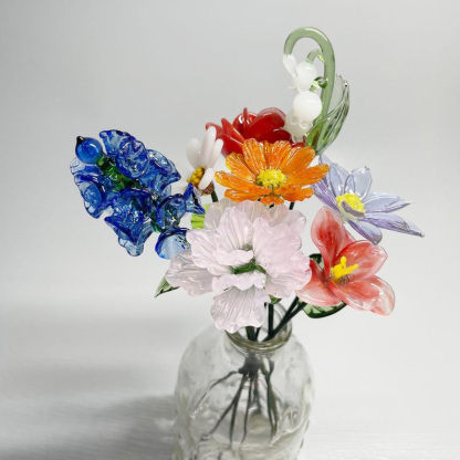 Personalized Handmade Glass Birth Month Flower Bouquet Set Mother's Day Gift FHC51084