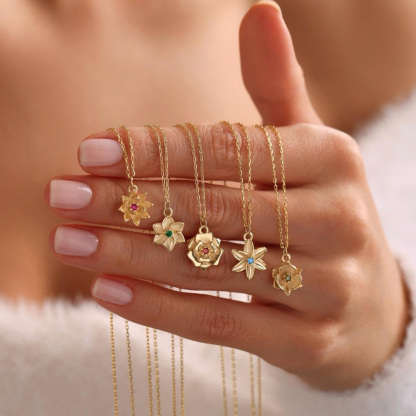 3D Multiple Birth Flower Necklace Family Birth Flower Necklace Gift for Mom FHC51073