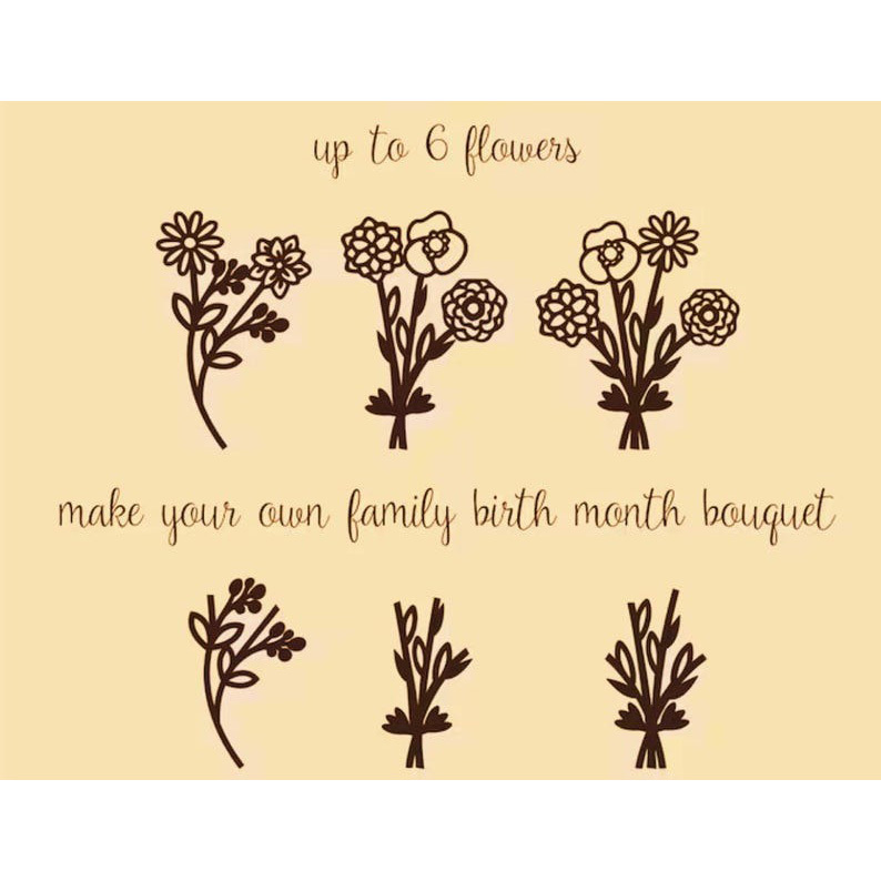 Custom Multiple Birthflower Necklace Floral Bouquet Necklace Mother's Day Gift FHC51074