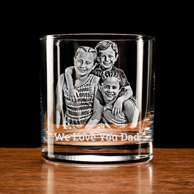 Engrave Your Favorite Photo on Whiskey Glass Custom Father's Day Gift for Dad FHC51109