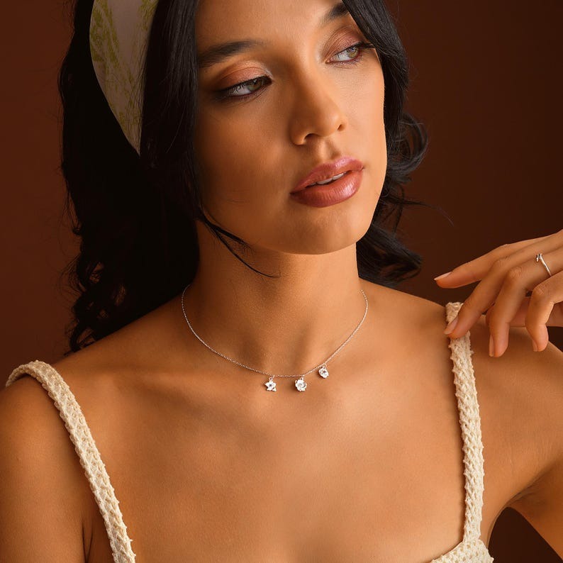 3D Multiple Birth Flower Necklace Family Birth Flower Necklace Gift for Mom FHC51073