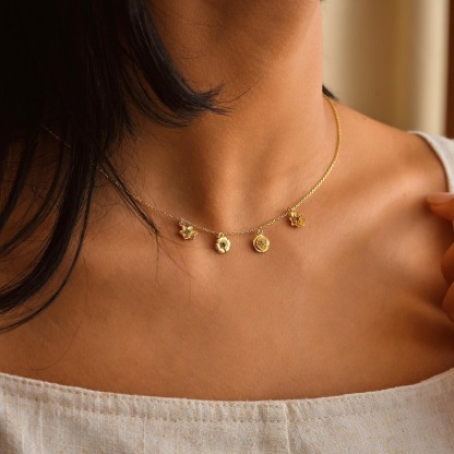 3D Multiple Birth Flower Necklace Family Birth Flower Necklace Gift for Mom FHC51073