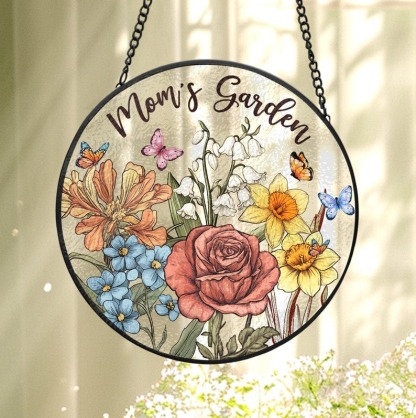 Custom Family Birth Flowers Glass Suncatcher Mother's Day Gift