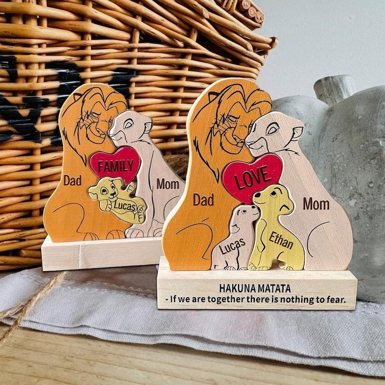 Personalized Lion Family Wooden Puzzle Sign Mother's Day Keepsake FHC51028