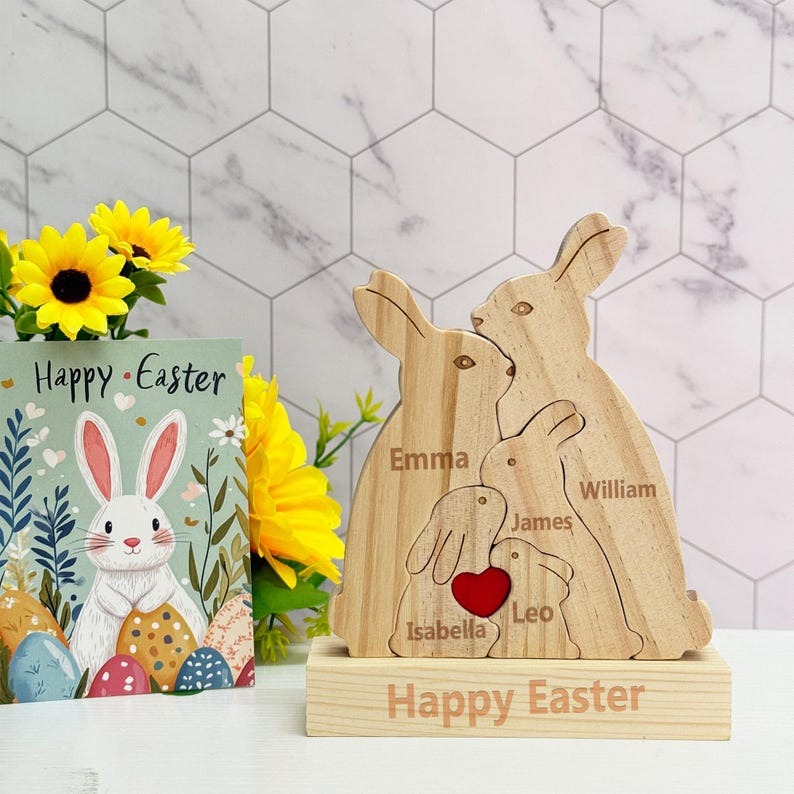 Custom Wooden Bunny Puzzle Gifts Wooden Gift for Her FHC51024