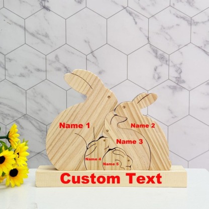 Custom Wooden Bunny Family Name Puzzle Wodden Bunny Decor FHC51024