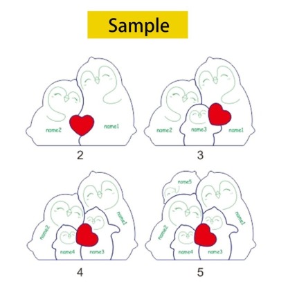 Custom Wooden Penguin Family Puzzle Engraved Family Name Puzzle Mother's Day Gift FHC51023