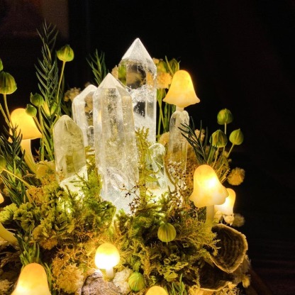 Glowing Crystal Pillars with Healing Properties Enchanted Forest Mushroom Lamp FHC51120