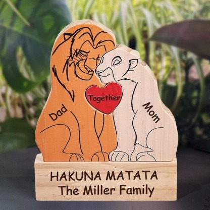 Personalized Lion Family Wooden Puzzle Sign Mother's Day Keepsake FHC51028