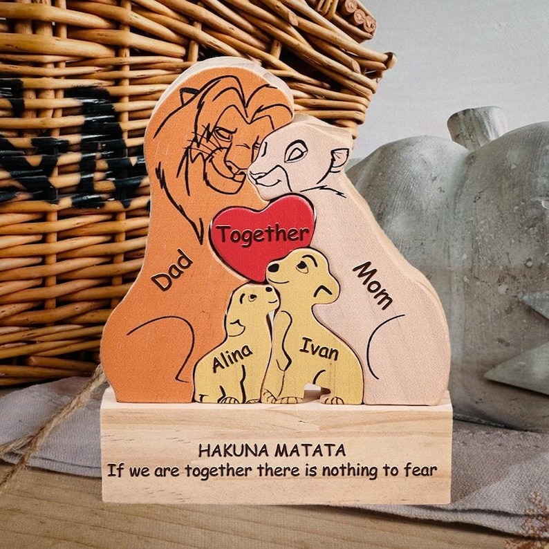 Personalized Lion Family Wooden Puzzle Sign Mother's Day Keepsake FHC51028
