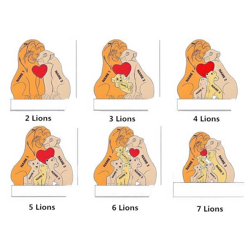 Personalized Lion Family Wooden Puzzle Sign Mother's Day Keepsake FHC51028