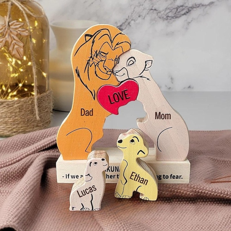 Personalized Lion Family Wooden Puzzle Sign Mother's Day Keepsake FHC51028