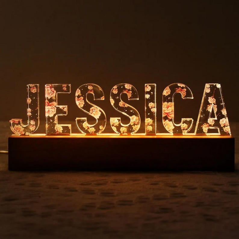 Custom Flower Printed LED Night Light Mother's Day Gift for Mom FHC51041