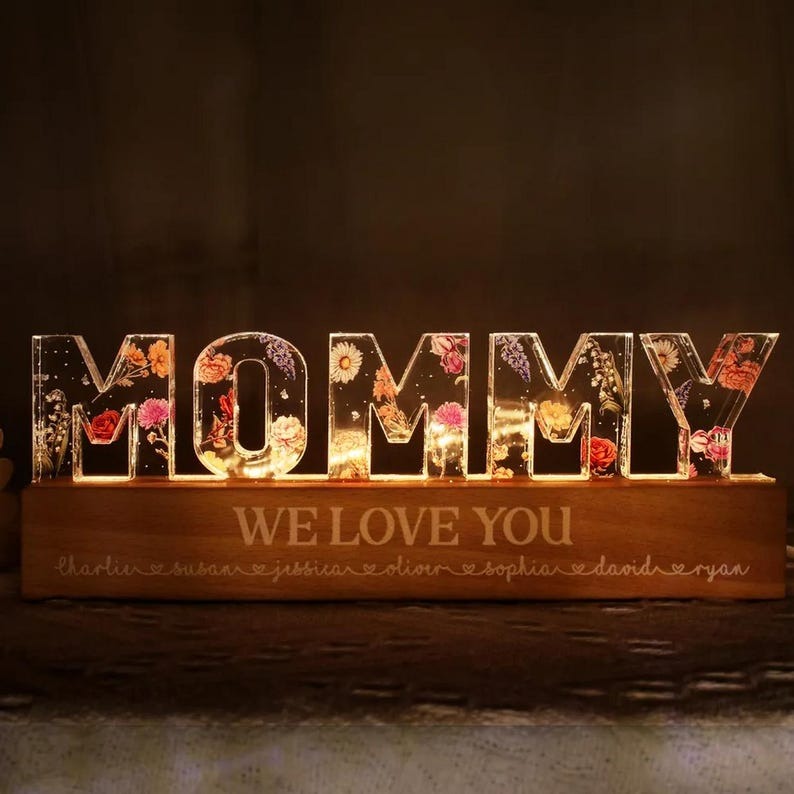 Custom Flower Printed LED Night Light Mother's Day Gift for Mom FHC51041